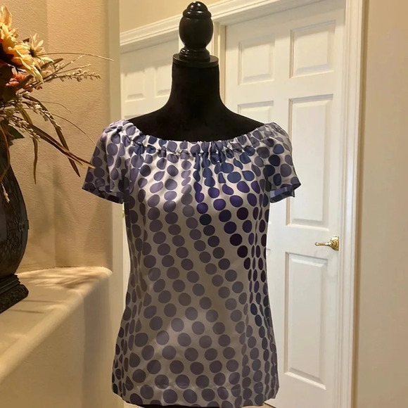 Banana Republic Polkadot Silk Peasant Blouse Petite XS - Picture 3 of 7